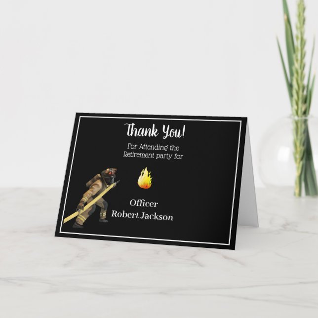 Ruhestand für schwarze und gelbe Feuerwehrmänner V Dankeskarte (Vorderseite)