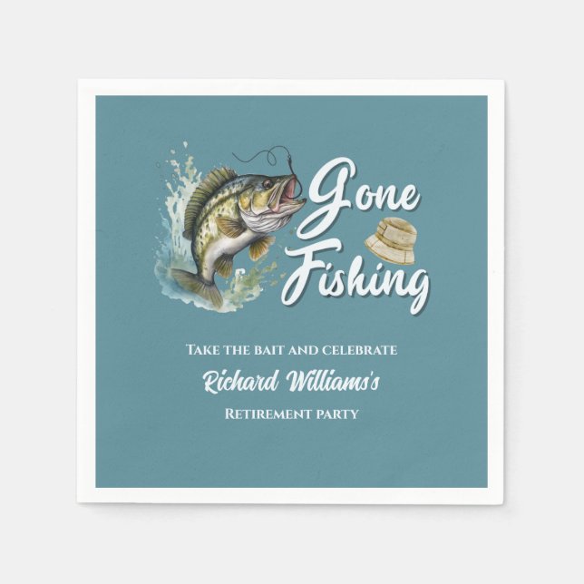 Ruhestand Gan Fishing Big Fish Rumüde Fischer Serviette (Vorderseite)
