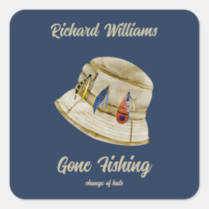 Ruhestand Gan Fishing Remüde Fischer Hat Quadratischer Aufkleber