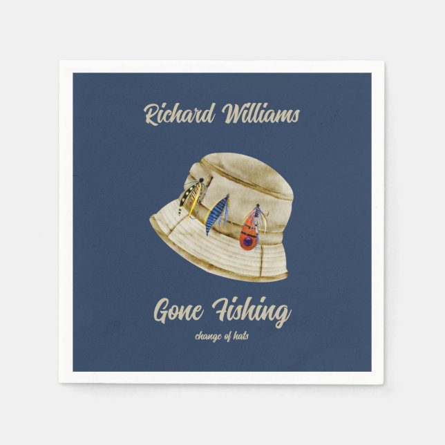 Ruhestand Gan Fishing Remüde Fischer Hat Serviette (Vorderseite)
