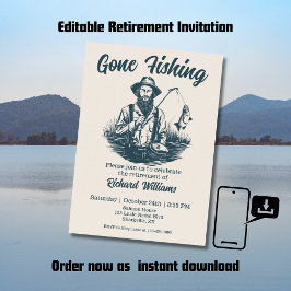 Ruhestand Gan Fishing Remüde Fisherman Vintag Einladung