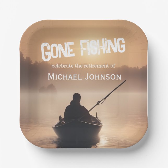 Ruhestand Gan Fishing Sunrise Remüde Fischer Pappteller (Vorderseite)