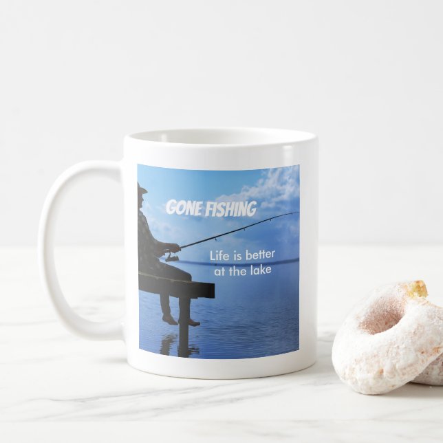 Ruhestand Gan Fishing Sunset Remüde Fischer Kaffeetasse (Mit Donut)
