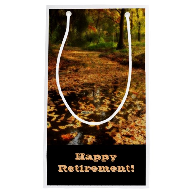 Ruhestand, Geschenktasche, Weg im Holz Kleine Geschenktüte (Vorderseite)