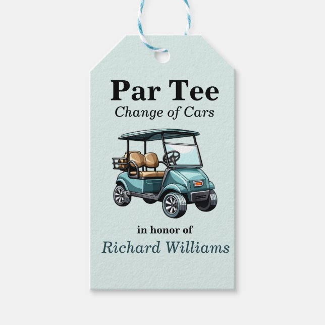 Ruhestand Golf Cart Par T-Shirt Themed Geschenkanhänger (Vorderseite)