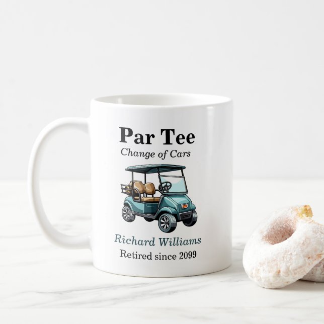 Ruhestand Golf Cart Par T-Shirt Themed Kaffeetasse (Mit Donut)
