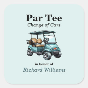 Ruhestand Golf Cart Par T-Shirt Themed Quadratischer Aufkleber