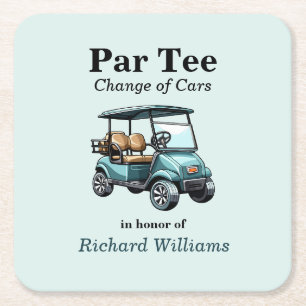 Ruhestand Golf Cart Par T-Shirt Themed Rechteckiger Pappuntersetzer