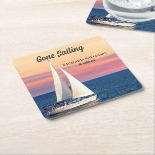 Ruhestand Gone Sailing Segelboot Sonnenuntergang O Rechteckiger Pappuntersetzer
