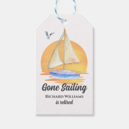 Ruhestand Gone Segelboot Sunset Wasserfarbe Geschenkanhänger