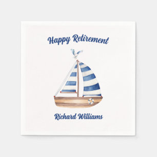 Ruhestand Happy Retirement Sailboat Wasserfarbe Serviette