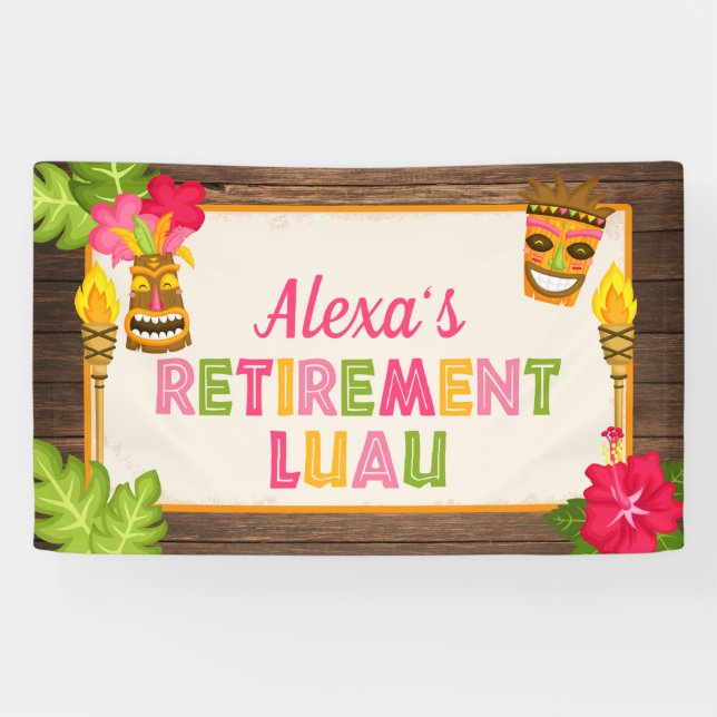 Ruhestand Luau Fahne - Rosa Banner (Horizontal)