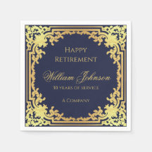 Ruhestand Navy Blue Elegante Script Imitats Gold F