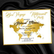 Ruhestand Party Bon Voyage Golden Border Worldmap