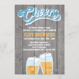 Ruhestand Party Cheers and Beers with Wood Einladung