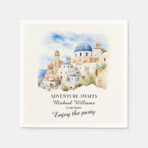 Ruhestand Party Colorful Greece Village Hill Serviette
