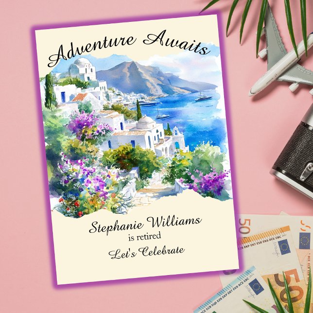 Ruhestand Party Colorful Griechenland Village Ocea Einladung (Von Creator hochgeladen)