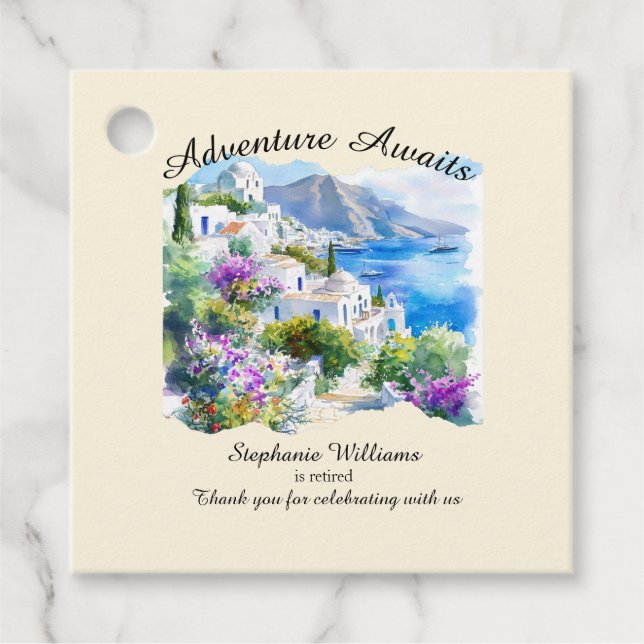 Ruhestand Party Colorful Griechenland Village Ocea Geschenkanhänger (Vorderseite)