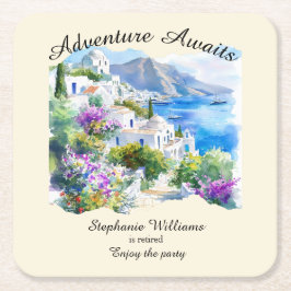 Ruhestand Party Colorful Griechenland Village Ocea Rechteckiger Pappuntersetzer