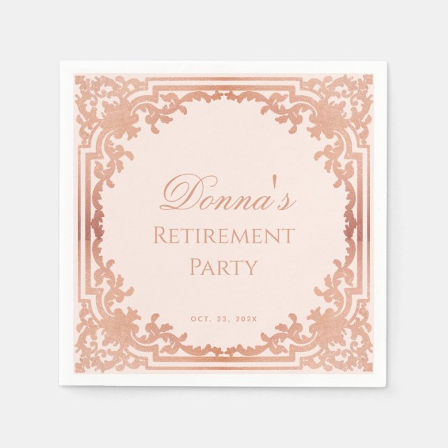 Ruhestand Party Elegante Rosa Rose Vintag Serviette (Vorderseite)