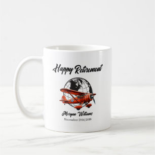 Ruhestand Party Globe Travel Flugzeug Orte Kaffeetasse