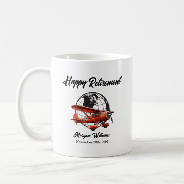 Ruhestand Party Globe Travel Flugzeug Orte Kaffeetasse (Links)