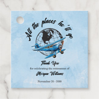 Ruhestand Party Globus Reise Flugzeug Orte Geschenkanhänger