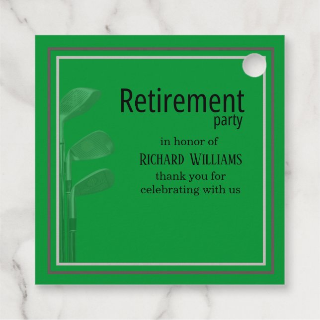 Ruhestand Party Golf Modern Corporate Green Black Geschenkanhänger (Rückseite)