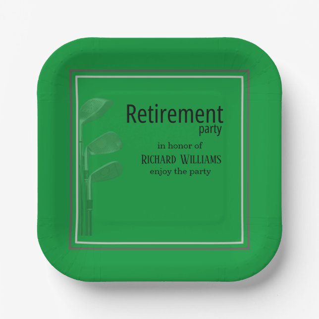 Ruhestand Party Golf Modern Corporate Green Black Pappteller (Vorderseite)