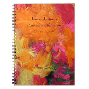 Ruhestand Party Guest Book, Orange Feathers Notizblock