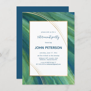 Ruhestand Party Invite Green, Navy, Gold Elegant Einladung