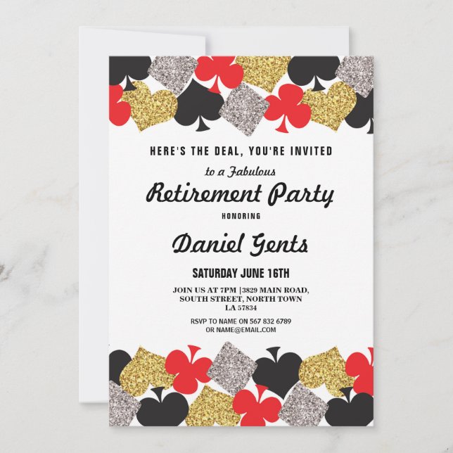 Ruhestand Party Las Vegas Casino Royale Einladung (Vorderseite)
