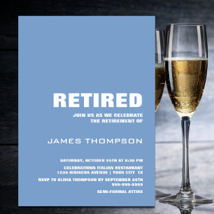 Ruhestand Party Modern Simple Dusty Blue Einladung