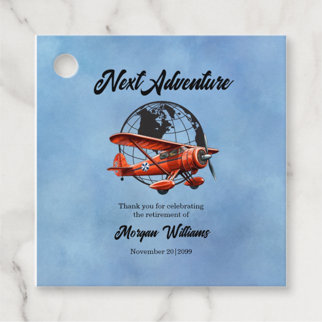 Ruhestand Party Nächstes Adventure Travel Flugzeug Geschenkanhänger (Vorderseite)