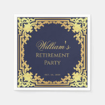 Ruhestand Party Navy Blue und Gold Elegantes Skrip