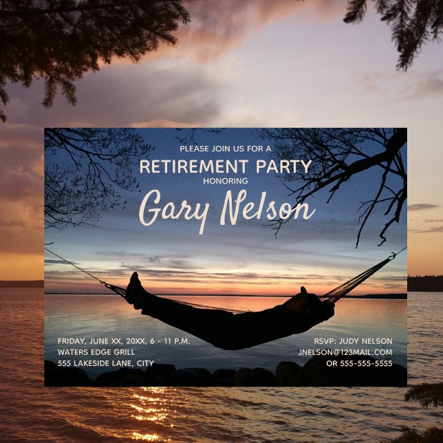 Ruhestand Party Relax Hammock Einladung (Von Creator hochgeladen)