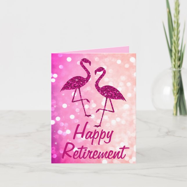 Ruhestand pink flamingo Benutzerdefinierter Text G Karte (Vorderseite)