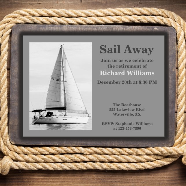 Ruhestand Sail Away Sailboat formell Einladung (Von Creator hochgeladen)