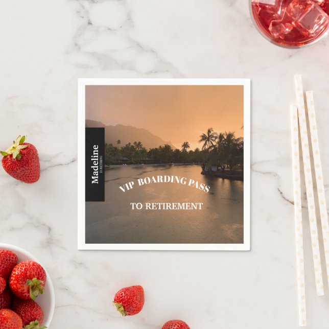 Ruhestand Sunset Boarding Pass Zielort Serviette (Beispiel)