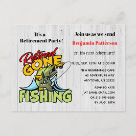 Ruhestand und Gone Fishing Retirement Party Einladungspostkarte
