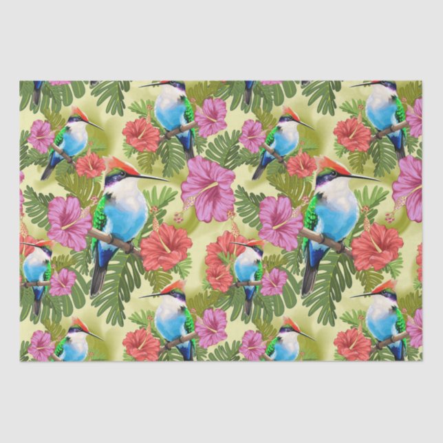 Ruhestand und Hibisken von Hummingbird Seidenpapier (Vorderseite)