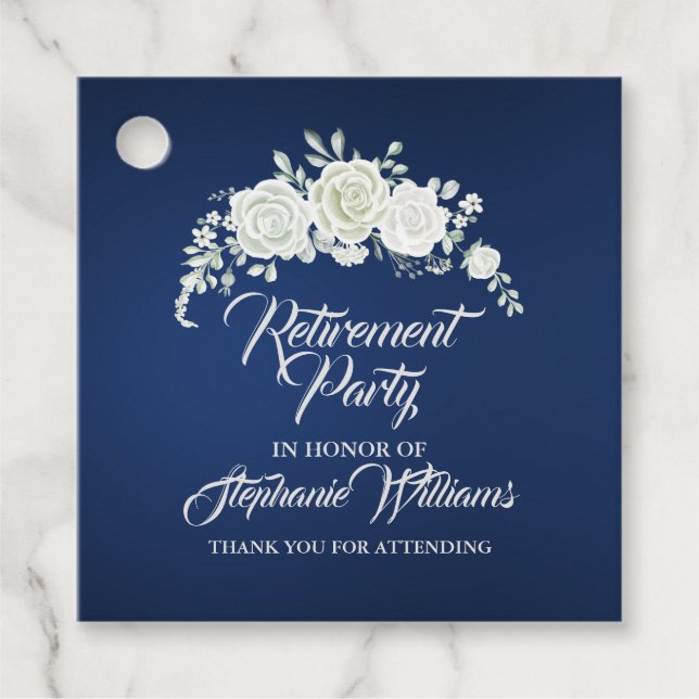 Ruhestand Weibliches Party Vintage Weiße Rosengren Geschenkanhänger (Vorderseite)