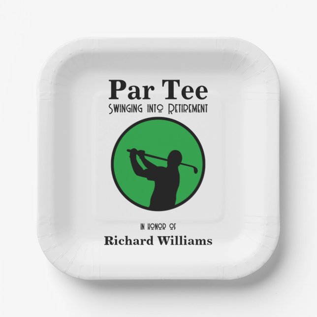 Ruheständiger Golf Player in Rente schwingen Pappteller (Vorderseite)