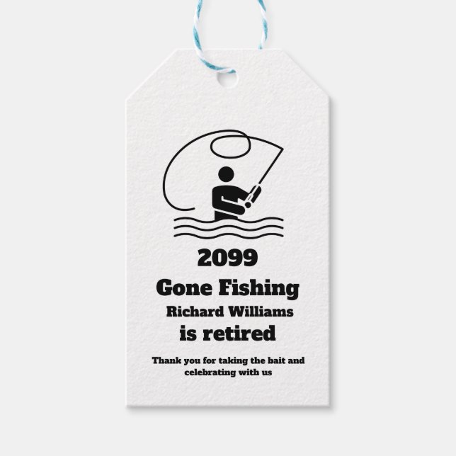 Ruheständler Gone Fishing Stehende Fischer Ruhesta Geschenkanhänger (Vorderseite)