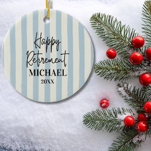 Ruhestands Blau Elfenbein Streifen Wasserfarbe Ben Keramik Ornament