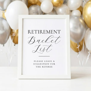 Ruhestands-Bucket-List-Party-Aktivitäts-Schild Poster