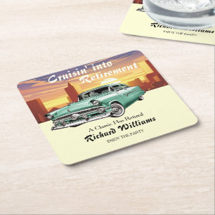 Ruhestands-Cruising Klassisches Retro-Auto Stadt P Rechteckiger Pappuntersetzer