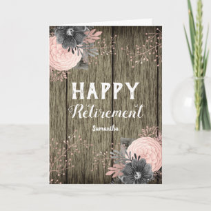 Ruhestands-Faux-Rustic-Holz und Blumen Karte