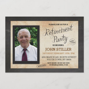 Ruhestands-Foto-Kreide-rustikale Party Einladung