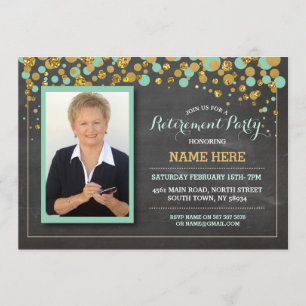 Ruhestands-Foto-Minzen-Kreide-Party Einladung